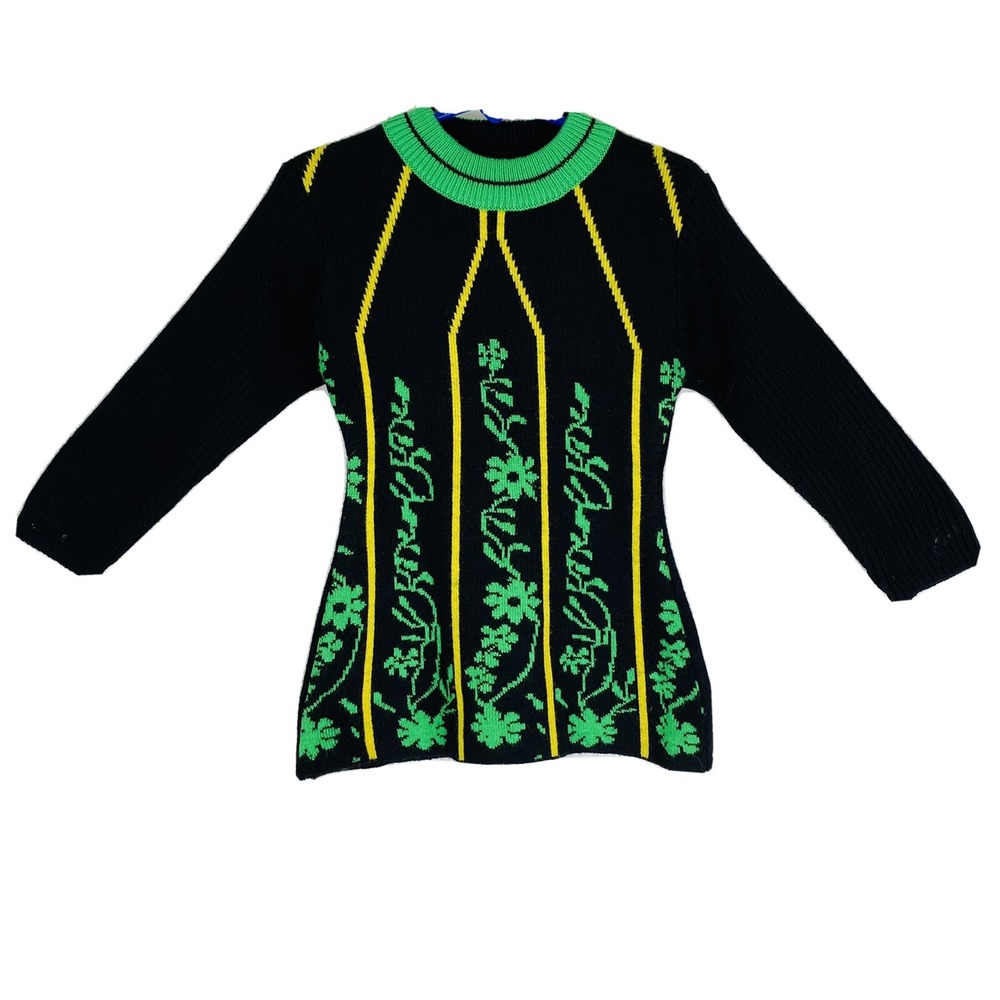 Vintage Balika Toddler 18 Month Girls 70s Long-Sleeved Sweater Dress India EUC